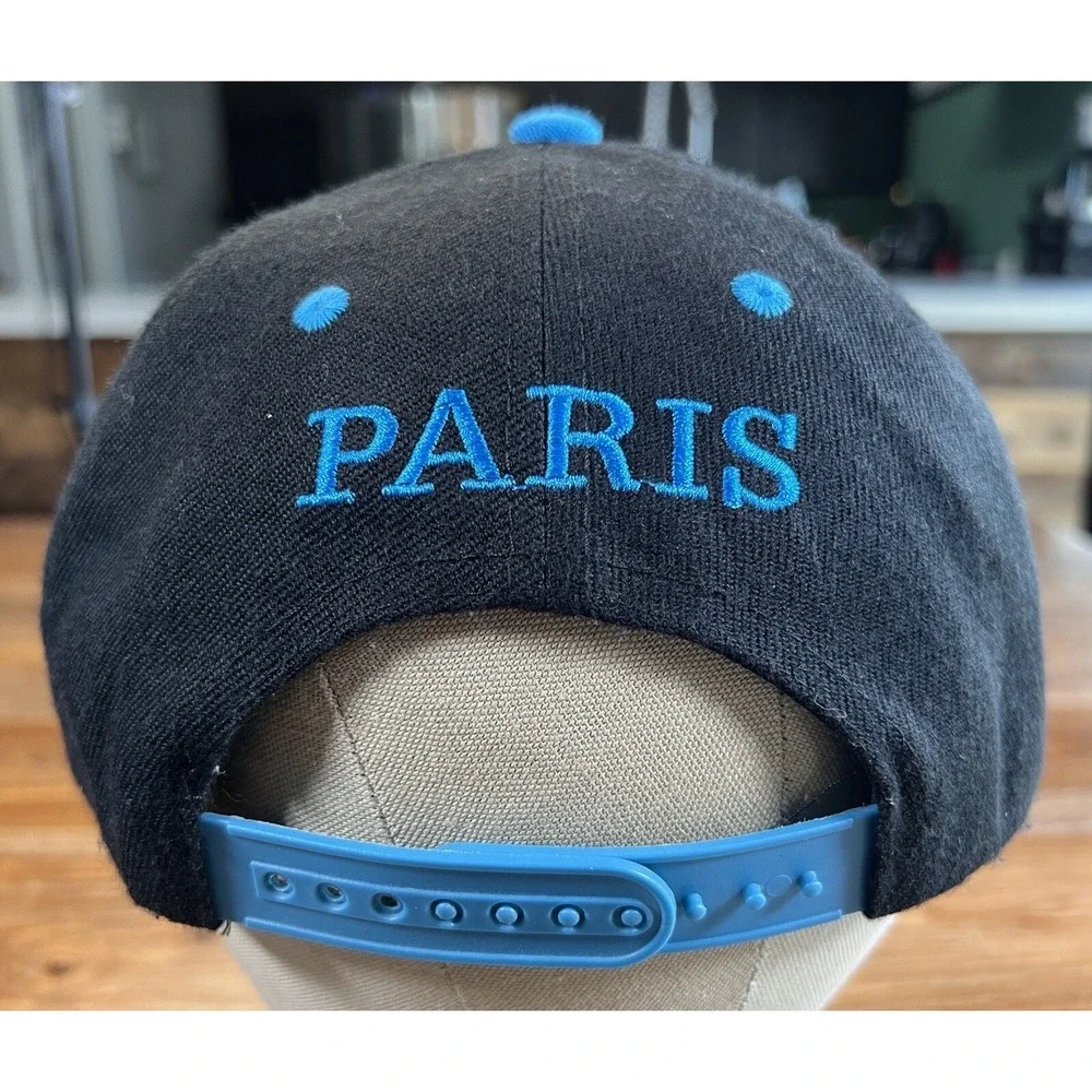 Tour Brand Cap Hat Paris Black and Blue Mens Snap Back‎ Adjustable OSFA